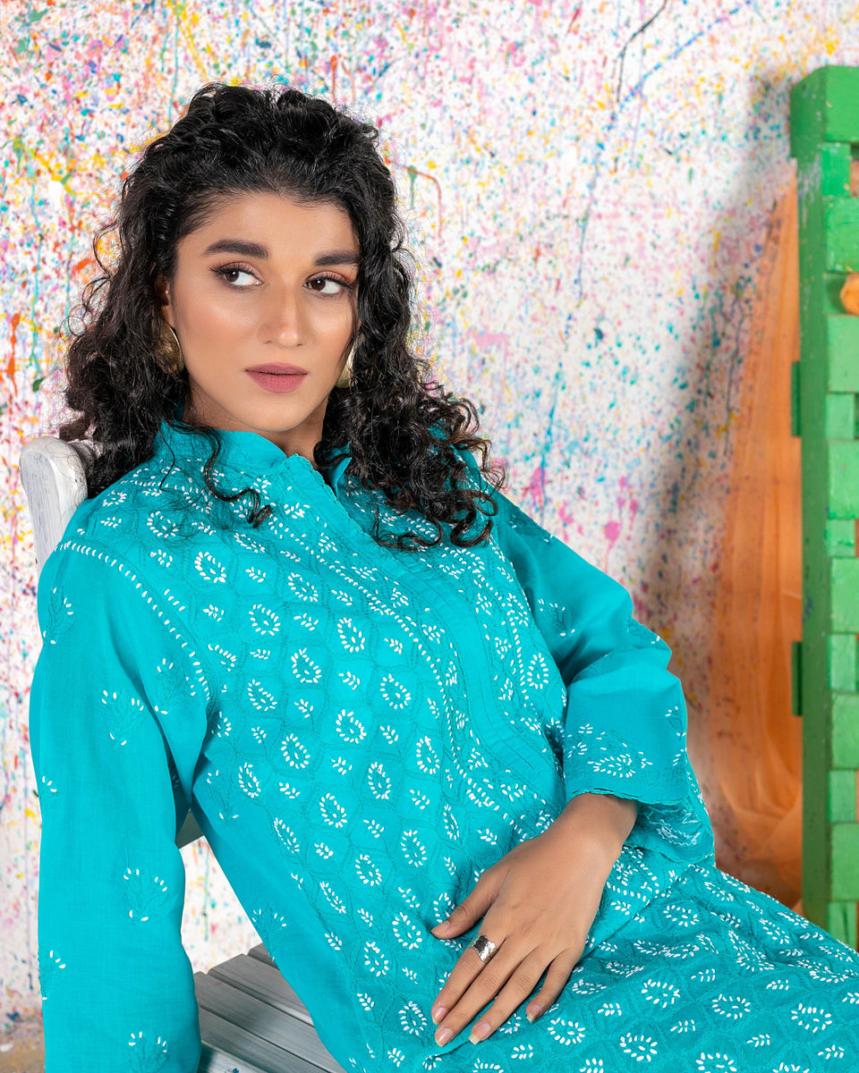 Sky Blue Chikankari Kurta – Aafrinish by Niazi