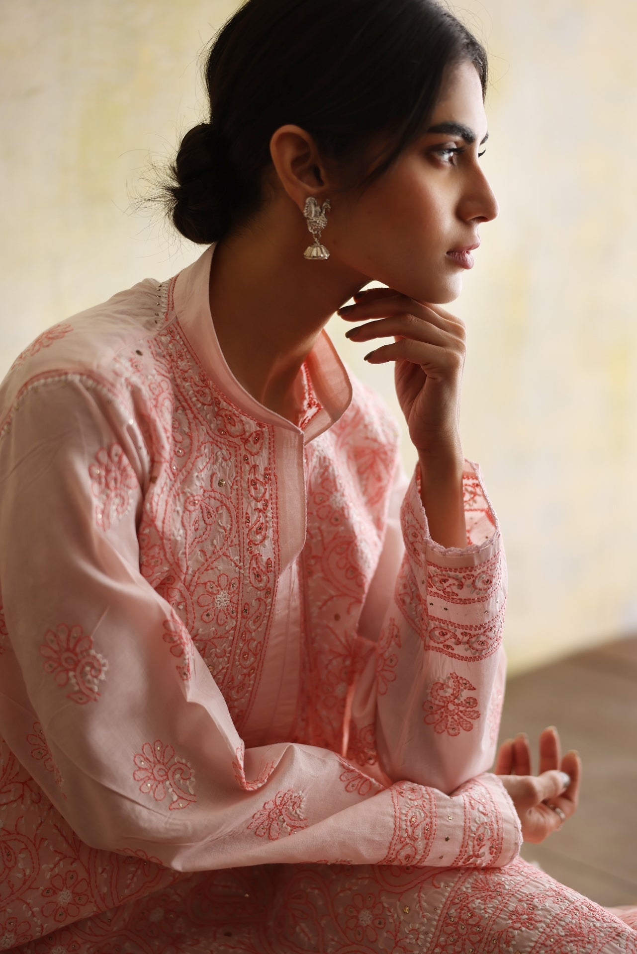 Karigars Essentials Aafrinish By Niazi Pale Pink Chikankari Mukesh Kurta Ersa Batool Rizwan Haq Hand Embroidered 