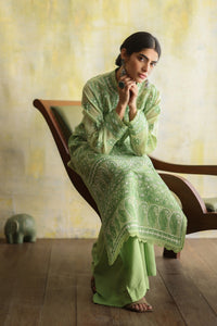 Karigars Essentials Aafrinish By Niazi Leaf Green Chikankari Mukesh Kurta Ersa Batool Rizwan Haq Hand Embroidered 