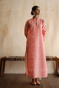 Karigars Essentials Aafrinish By Niazi Peach Blossom Chikankari Mukesh Kurta Ersa Batool Rizwan Haq Hand Embroidered 