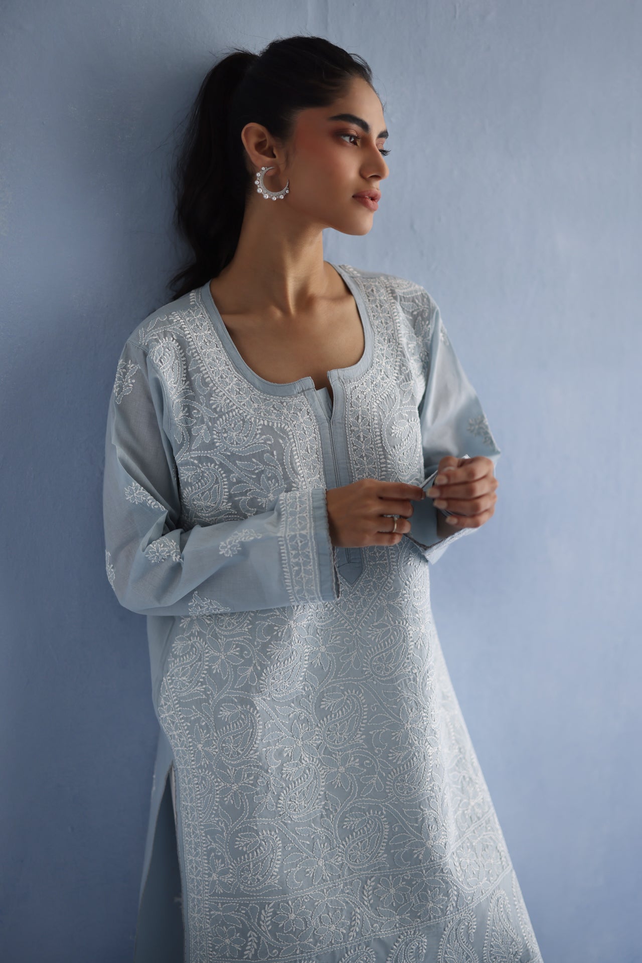 Grey Chikankari Kurta