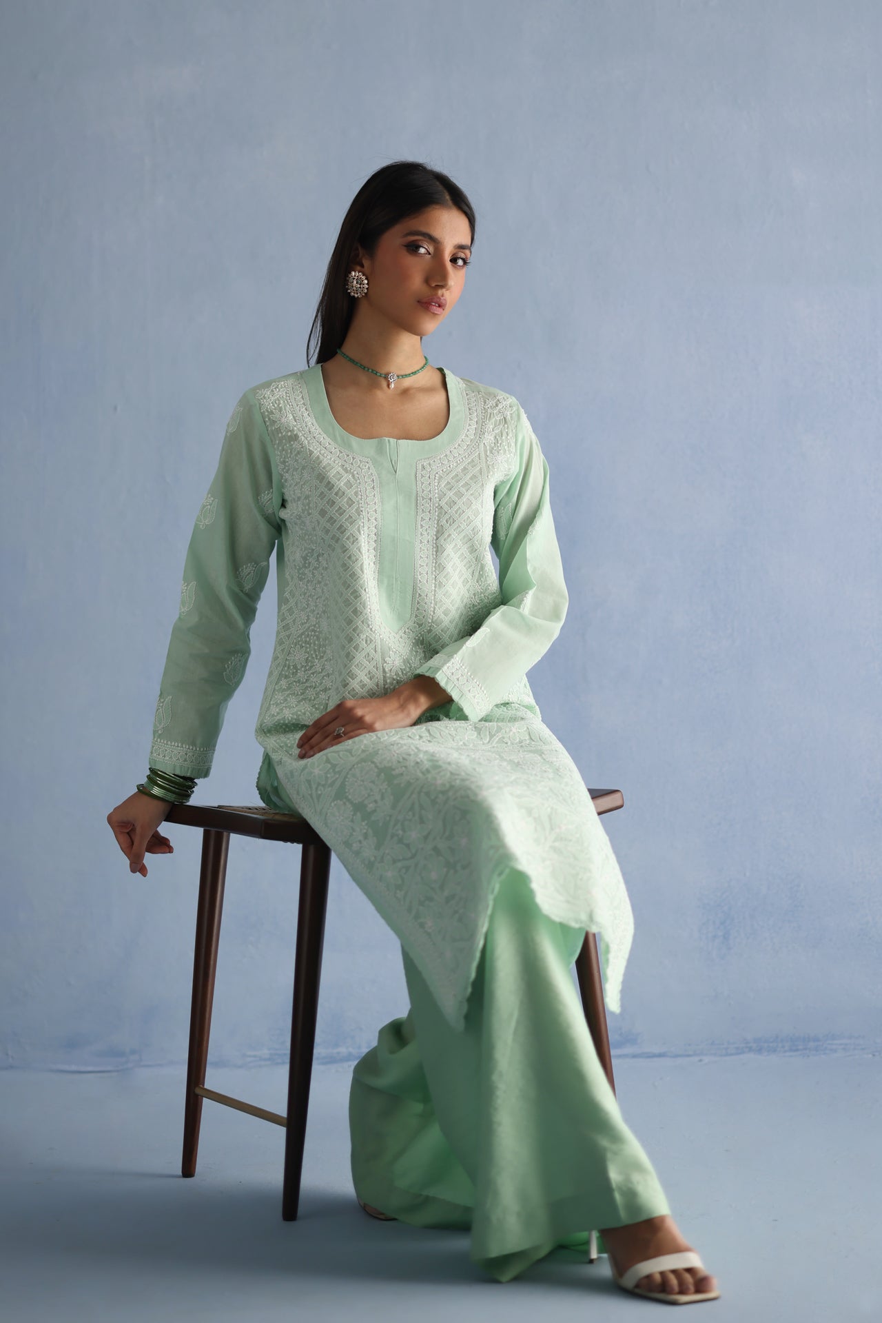 Pistachio Green Chikankari Kurta