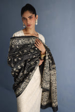 Load image into Gallery viewer, Black and Beige Kantha Dupatta
