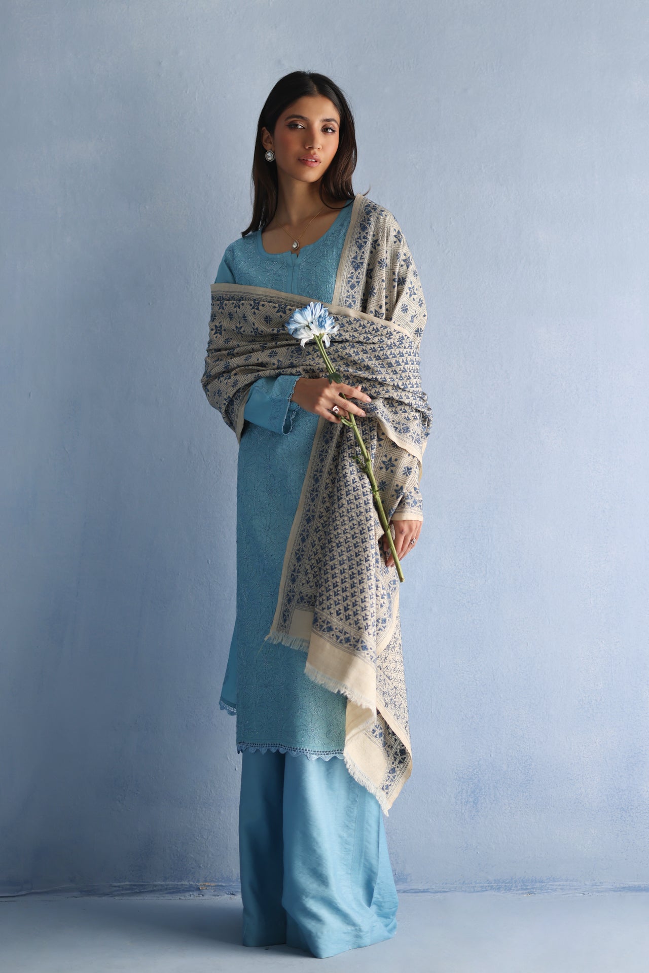 Sky Blue Tusser Silk Kurta