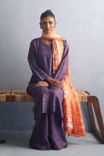 Load image into Gallery viewer, Deep Purple Tusser Silk Kurta
