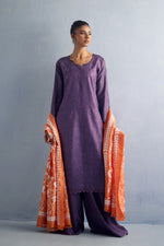 Load image into Gallery viewer, Deep Purple Tusser Silk Kurta
