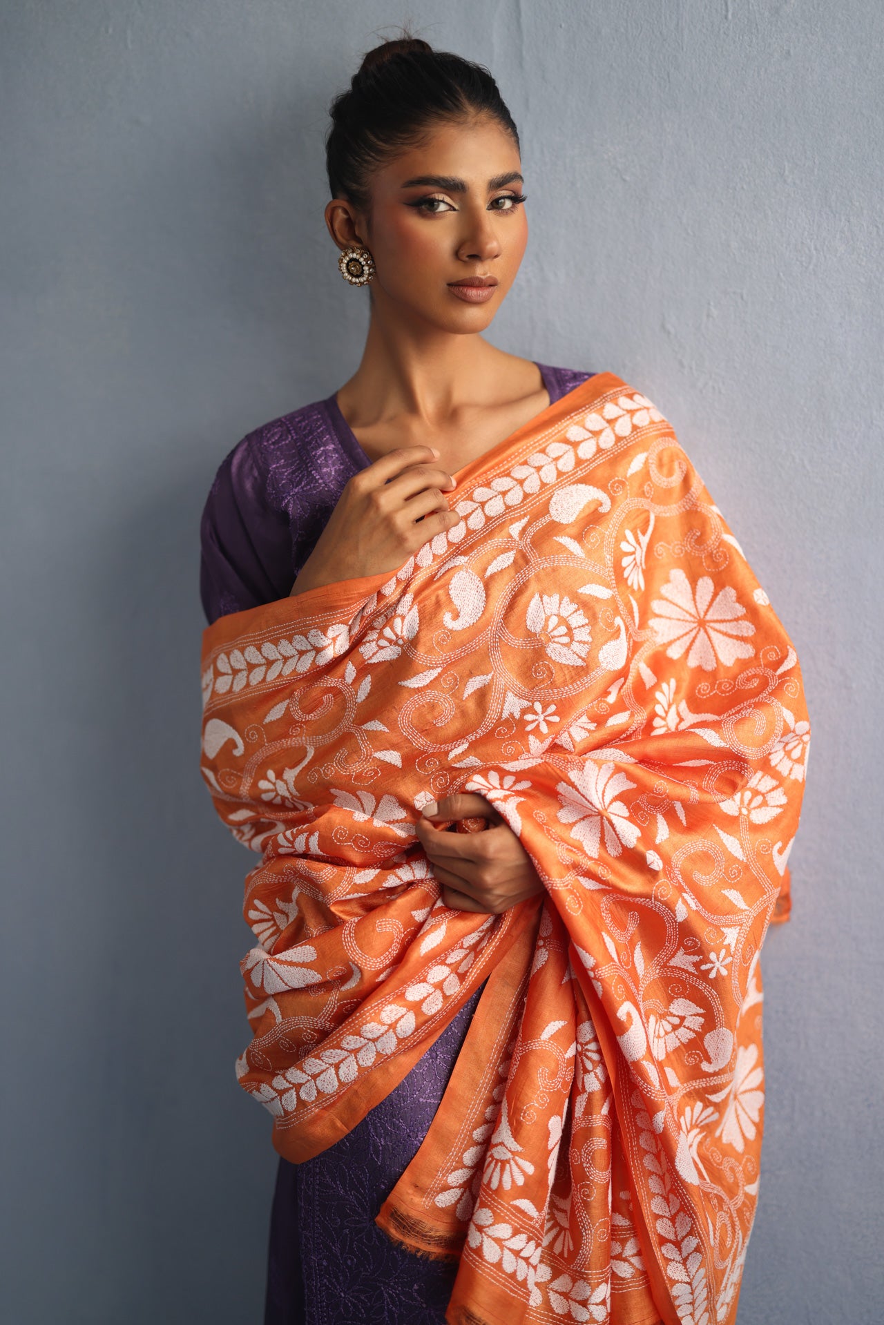 Orange Kantha Dupatta