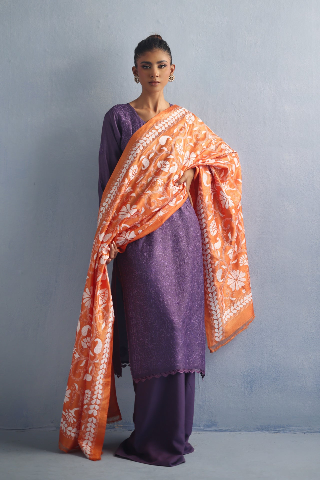 Orange Kantha Dupatta