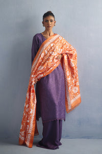 Orange Kantha Dupatta