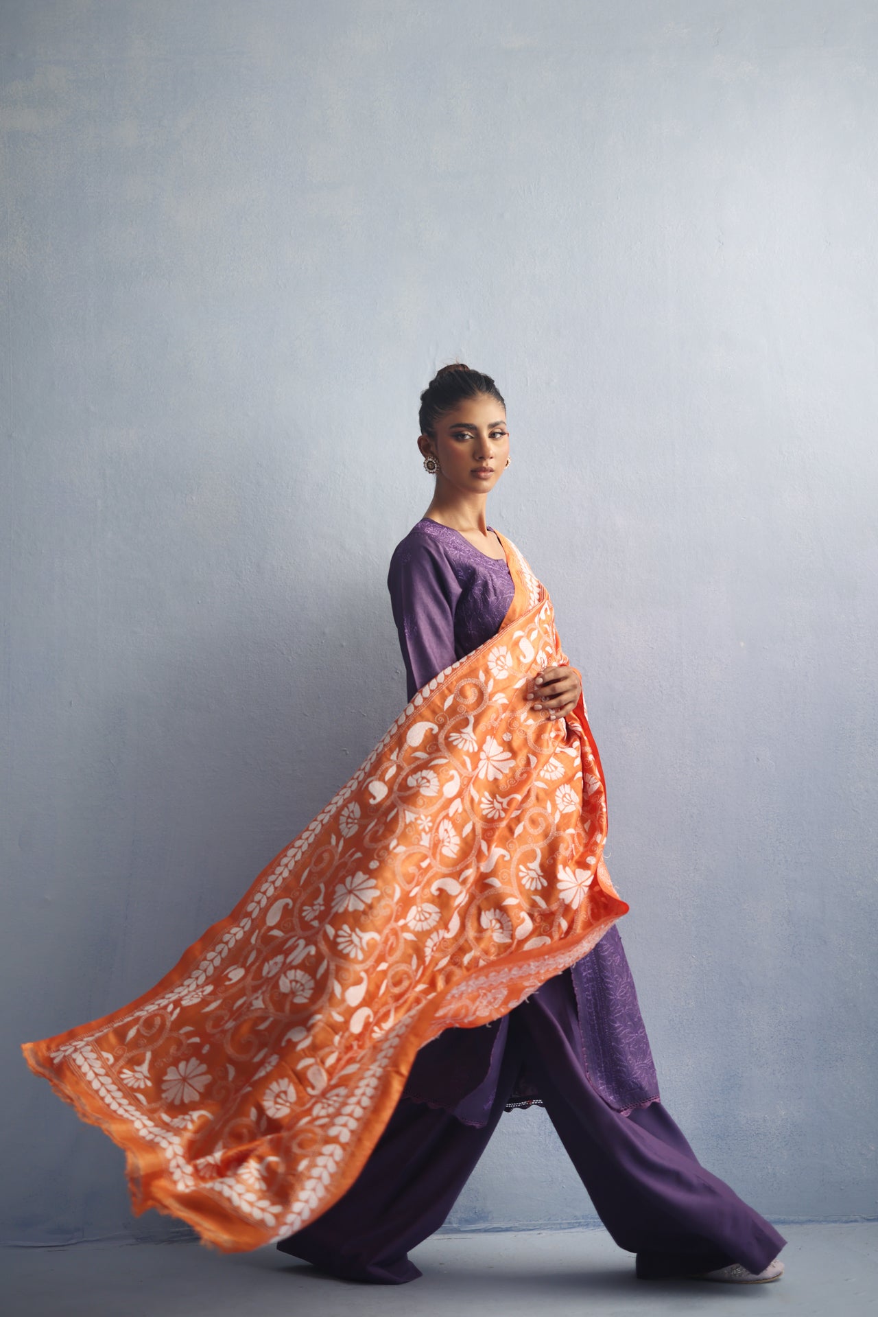 Orange Kantha Dupatta