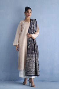 Navy and Beige Kantha Dupatta