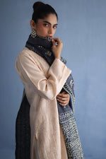 Load image into Gallery viewer, Navy and Beige Kantha Dupatta
