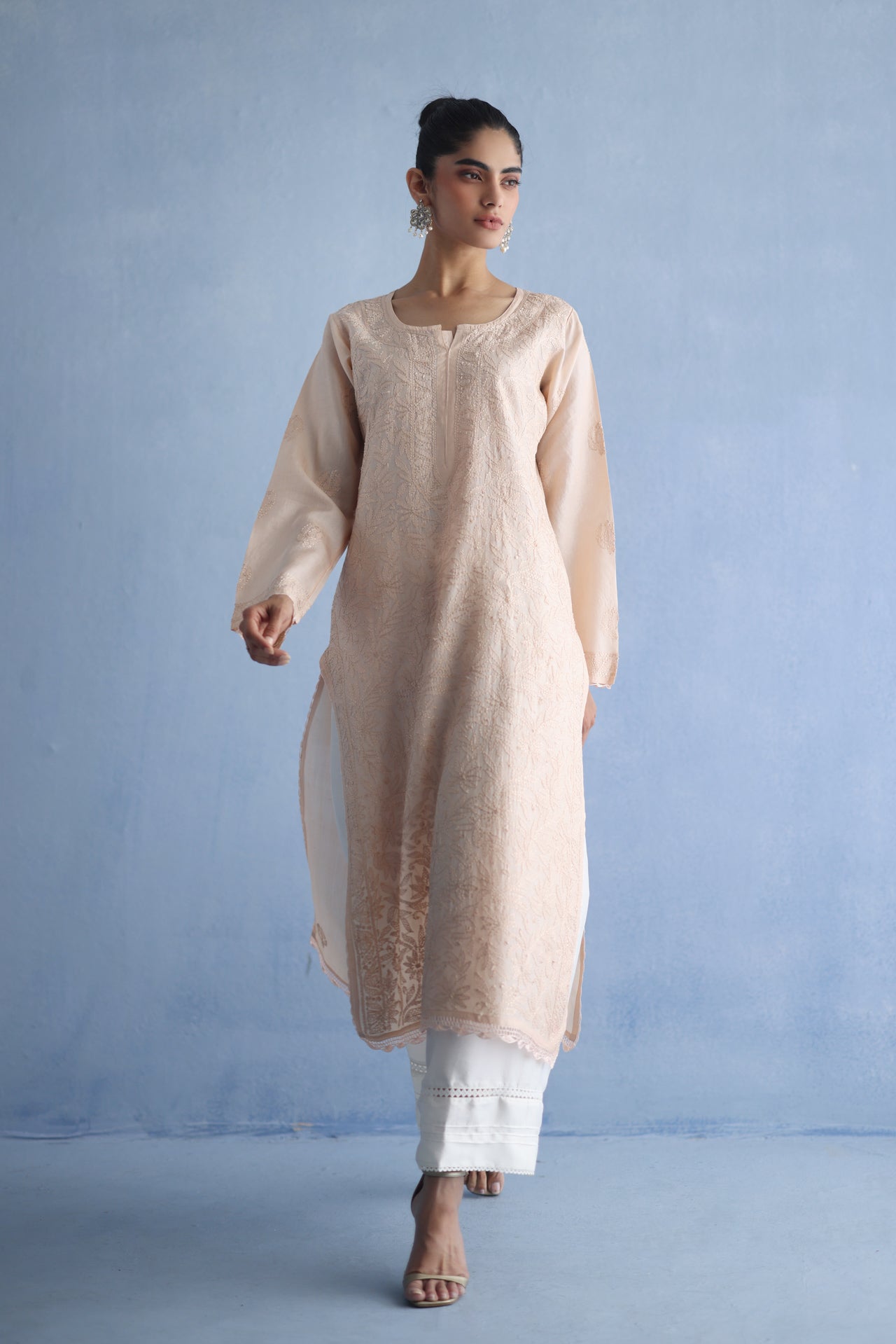 Nude Tusser Silk Kurta