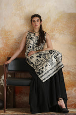 Load image into Gallery viewer, Beige &amp; Black Tree of Life Kantha Shirt &amp; Lehenga
