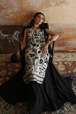 Load image into Gallery viewer, Beige &amp; Black Tree of Life Kantha Shirt &amp; Lehenga
