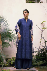 Navy Blue Boski Silk Kurta & Palazzo