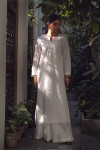 White Chikankari Kangan Kurta