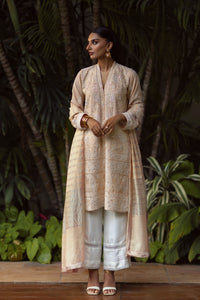 Beige Chikankari & Mirror Shirt & Dupatta