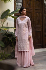 Load image into Gallery viewer, Pale Pink Chikankari &amp; Gota Shirt &amp; Dupatta
