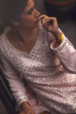 Load image into Gallery viewer, Pale Pink Chikankari &amp; Gota Shirt &amp; Dupatta
