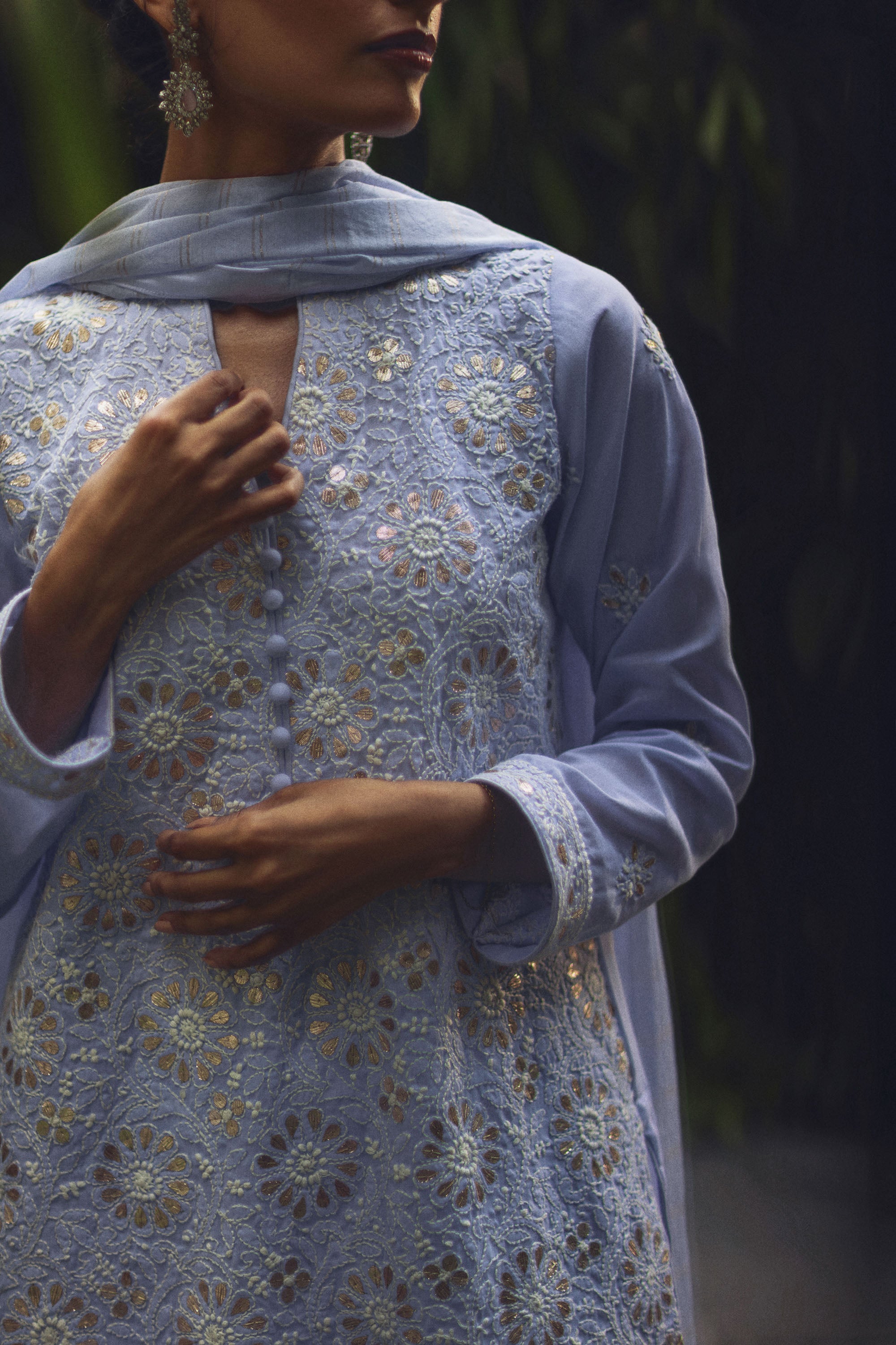 Lavender Chikankari & Gota Shirt & Dupatta