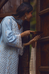 Blue Chikankari & Gota Shirt & Dupatta