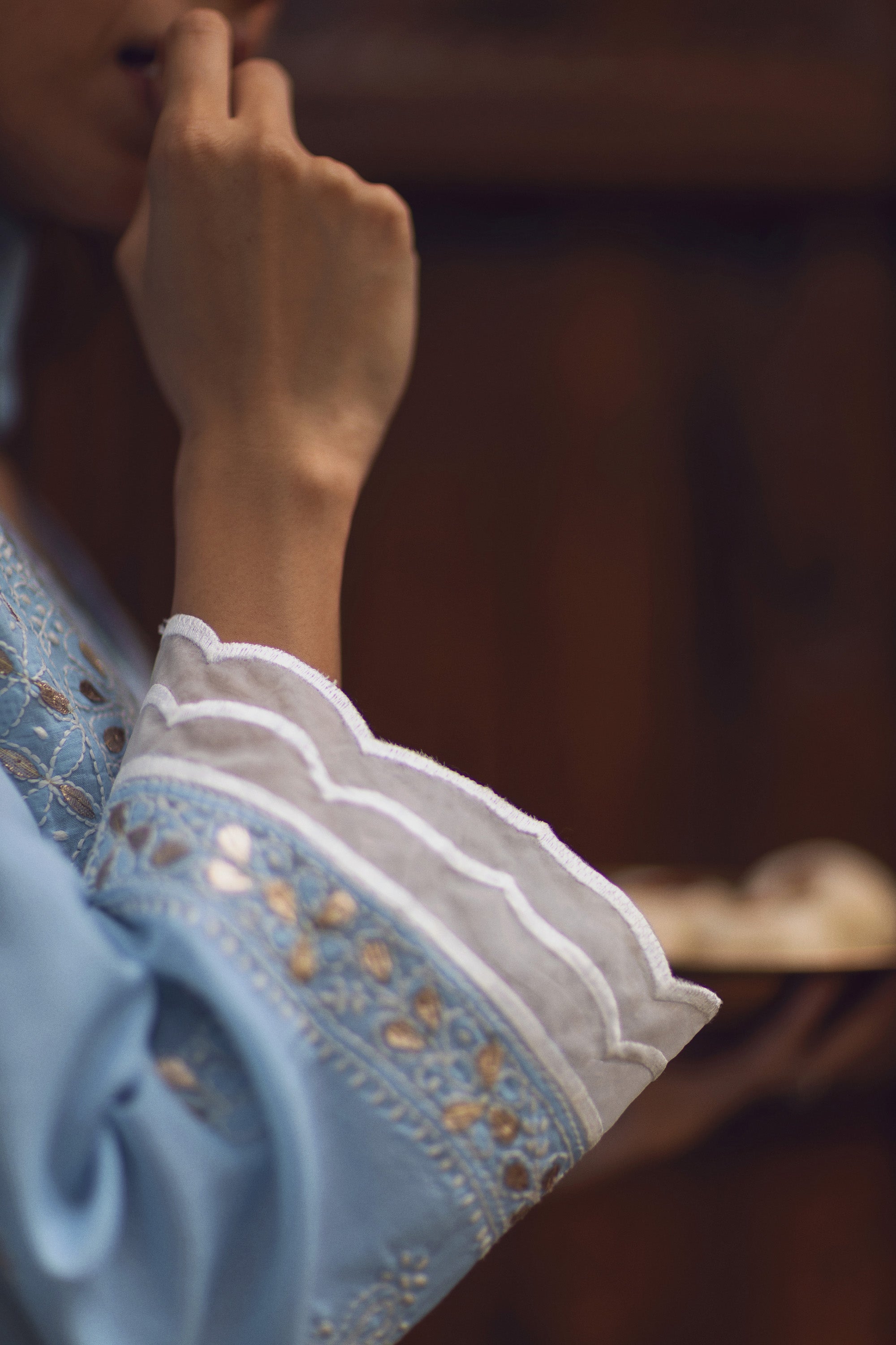 Blue Chikankari & Gota Shirt & Dupatta