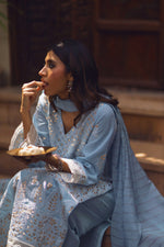 Load image into Gallery viewer, Blue Chikankari &amp; Gota Shirt &amp; Dupatta
