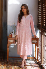 Load image into Gallery viewer, Blush Pink Chikan Kari Kameez and Trouser
