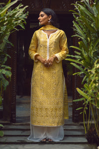 Yellow Chikankari & Gota Shirt & Dupatta