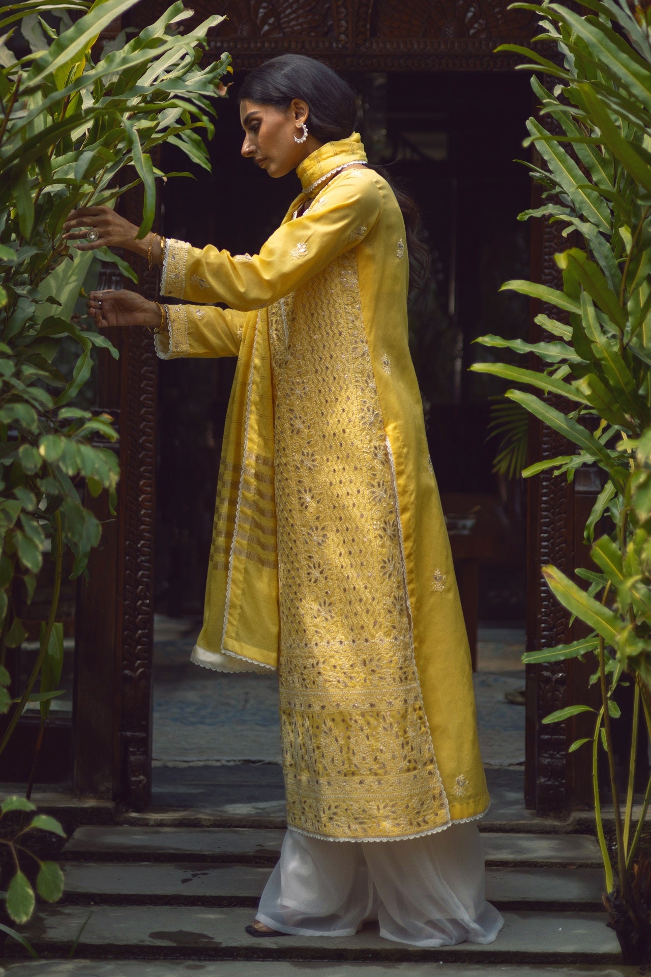 Yellow Chikankari & Gota Shirt & Dupatta