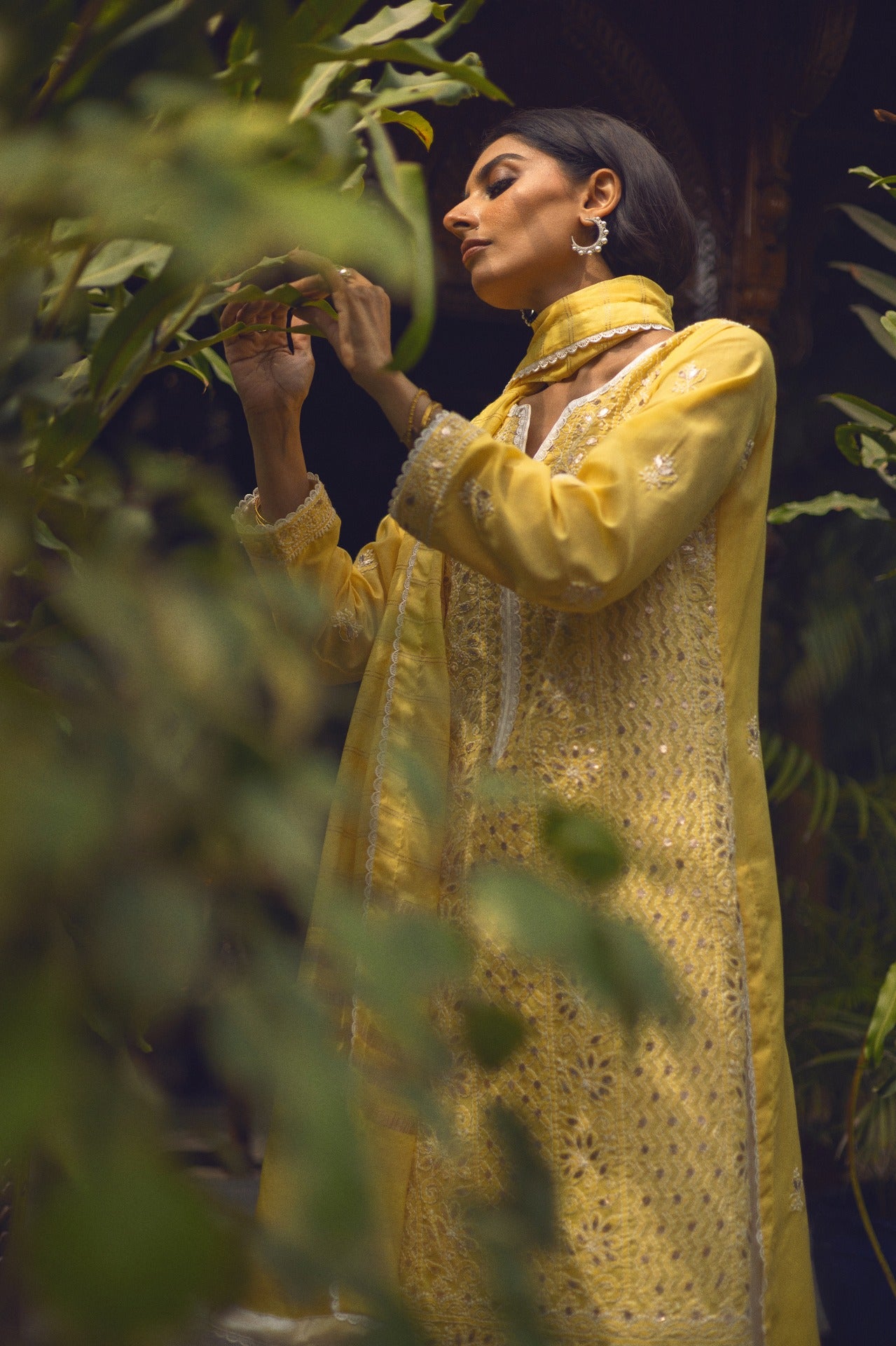 Yellow Chikankari & Gota Shirt & Dupatta