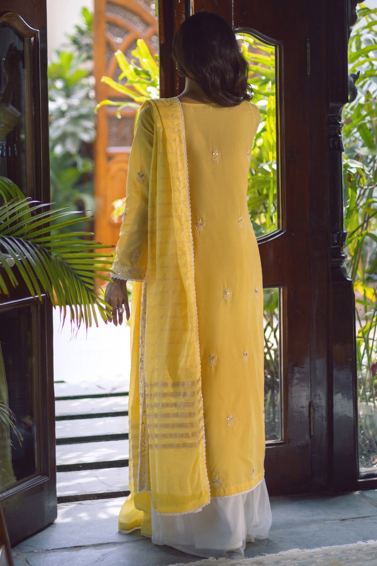 Yellow Chikankari & Gota Shirt & Dupatta