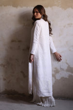 Load image into Gallery viewer, White Chikankari Jacket with Crushed Silk Pants
