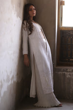 Load image into Gallery viewer, White Chikankari Jacket with Crushed Silk Pants
