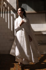 Load image into Gallery viewer, White Chikankari Chadar, Raw Silk Kameez and Izaar
