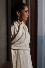 Load image into Gallery viewer, White Chikankari Chadar, Raw Silk Kameez and Izaar
