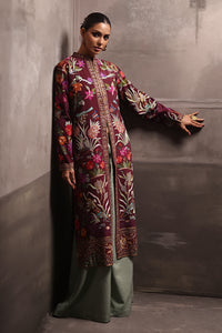 Aafrinish By Niazi Rabita Ali Rizwan Ul Haq Plum Kashidakari Jacket this jacket depicts blooming gardens with feminine florals and delicate birds Pakistan Fashion