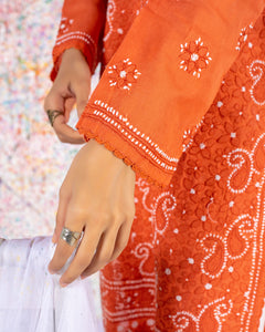 Rust Chikankari Kurta