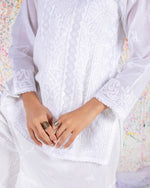 Load image into Gallery viewer, White on White Short Kurti
