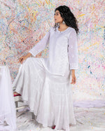 Load image into Gallery viewer, White on White Short Kurti
