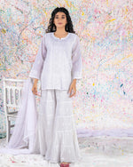 Load image into Gallery viewer, White on White Short Kurti
