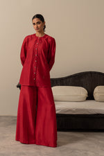 Load image into Gallery viewer, Deep Red Chikankari Top
