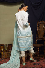 Load image into Gallery viewer, Aafrinish by Niazi Ekra Faiz Elegant Aqua Blue Shaded Chikankari Kurta Nadir Toosy
