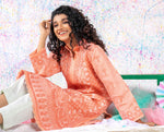 Load image into Gallery viewer, Peach Chikan Kari Kurta
