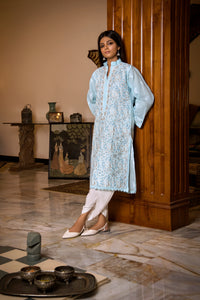 Sky Blue Gota Pati Chikankari Kurta