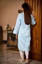 Load image into Gallery viewer, Sky Blue Gota Pati Chikankari Kurta
