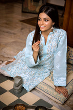 Load image into Gallery viewer, Sky Blue Gota Pati Chikankari Kurta
