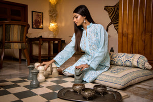 Sky Blue Gota Pati Chikankari Kurta