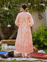 Load image into Gallery viewer, Peach Chikankari Angharkha
